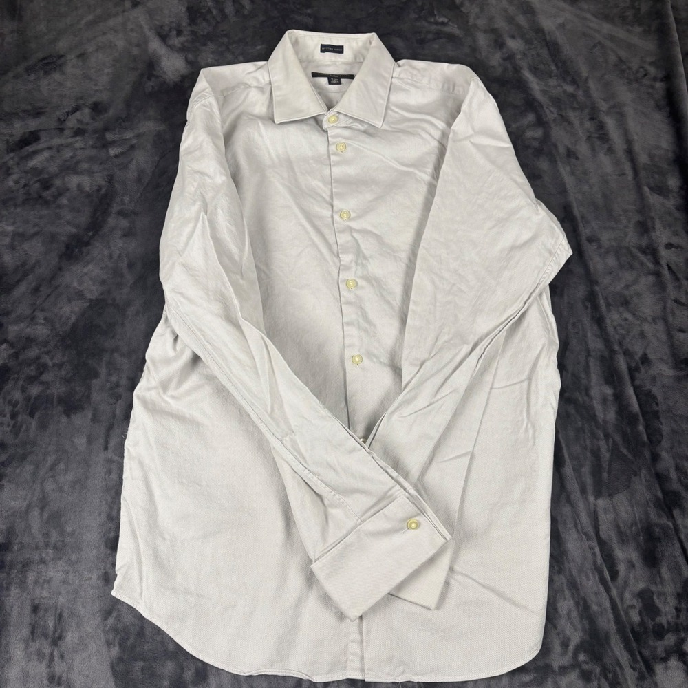 Banana Republic Dress Shirt Mens L Gray Egyptian Cotton Fitted Long Sleeve 3812